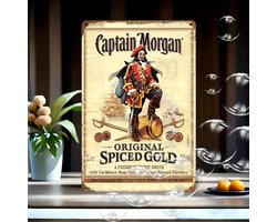 Vintage Metalen Bord van Captain Morgan, Kroeg, Bar, Decoratie, Deco, Mancave, Garage, Bier, Muurdecoratie, Wantbord, Cadeau. Image