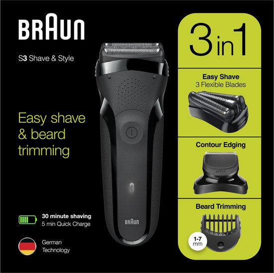 Braun Series 3 300BT Zwart/Groen