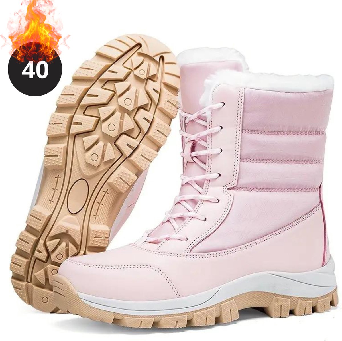 Nivard Snowboots Sneeuwschoenen Sneeuwboots Dames Wintersport Ski Skischoenen – 40 Laarzen Roze