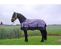 Regendeken luxe 150 gram Zwart/paars paardendeken