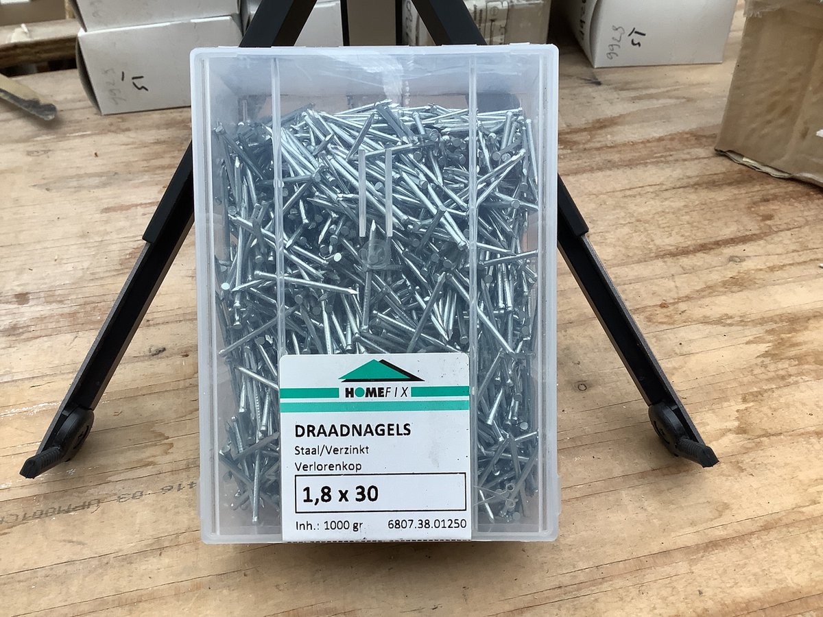 Spijkers staal verzinkt 1.8 x 30mm. Lang. Verloren kop. 1 kilo. Homefix