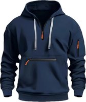 TOMEEK Hoodies voor heren met ritssluiting, fleece hoodie, casual, sherpa gevoerd sweatshirt met capuchon, thermische winterjas, warme dikke jassen met zakken voor mannen(Militair groen 1,XL
