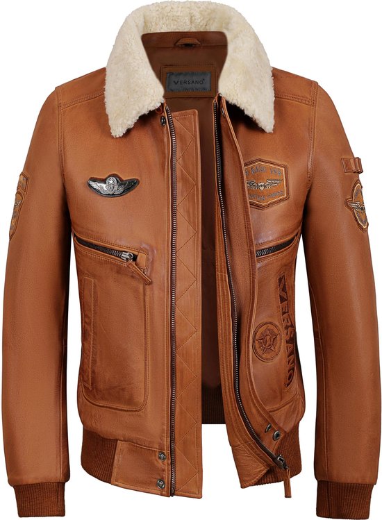 Versano Maverick Leren Heren Jas / Pilotenjack M - Cognac