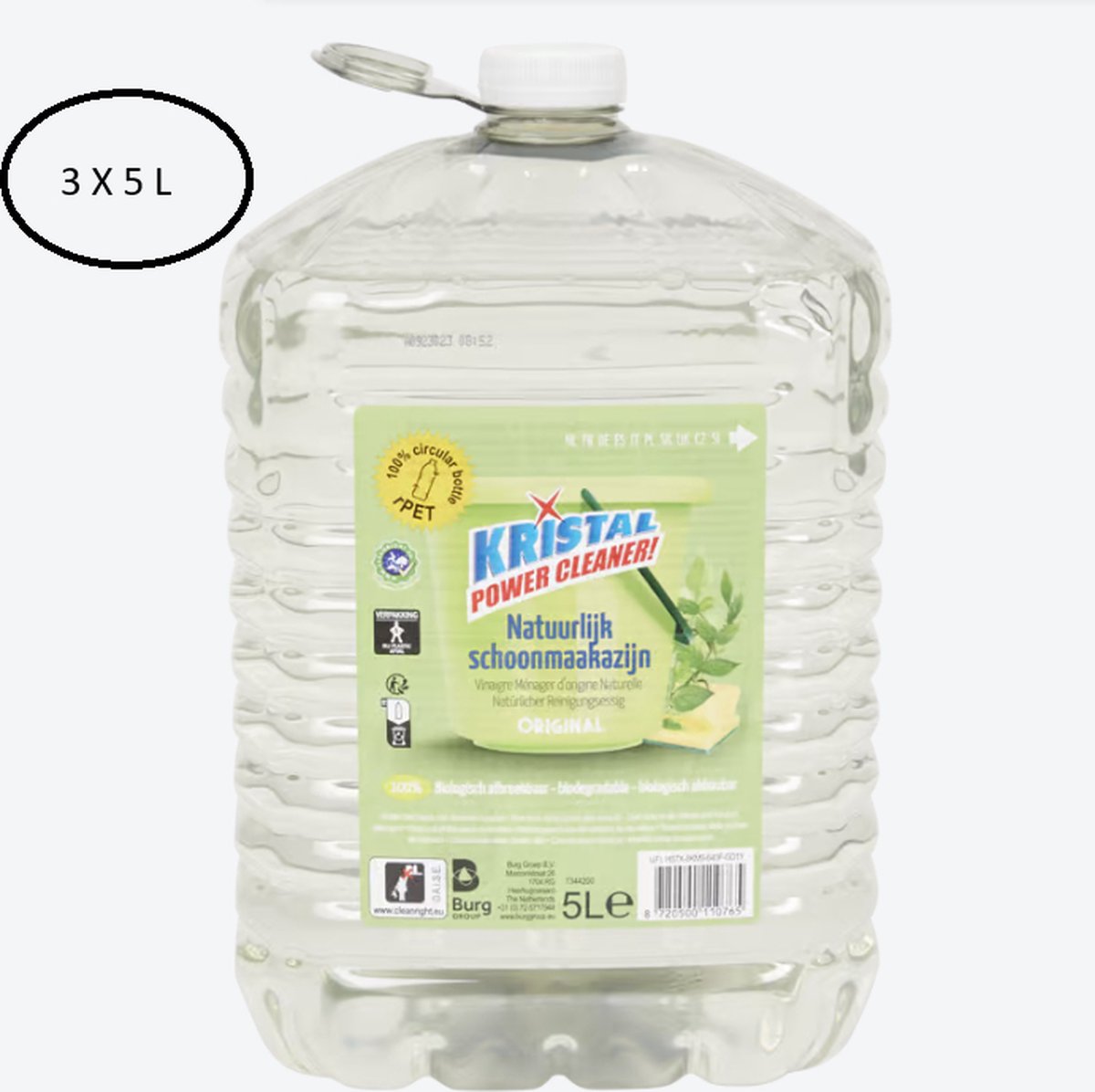 Goedkoopste 3 X 5L - Kristal Natuurlijk Schoonmaakazijn - Extra Krachtig - Voordeel Verpakking