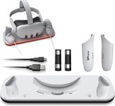 DrPhone PowerBase - Oplaadstation voor de Meta Quest 3 VR bril - LED-indicatoren - Draadloos gemak - Stijlvol en compact ontwerp - Wit
