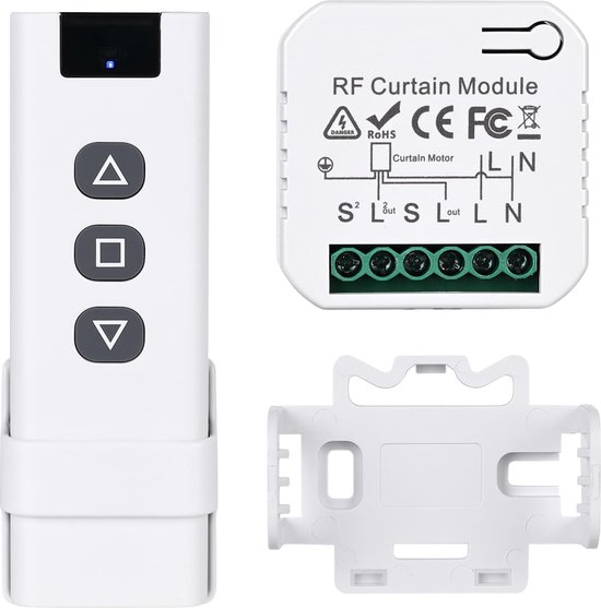 Foto: Draadloze rolluikbesturing retrofitset rolluikmotorbesturing draadloze schakelaar voor rolluiken jaloezie n en luifels bestaande uit rf afstandsbediening ontvangermodule tot 100 m bereik 
