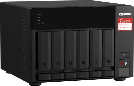 QNAP TVS-675 NAS Tower ZhaoXin KaiXian KX-6000 KX-U6580 8 GB DDR4 0 TB QuTS hero Zwart — afbeelding 3