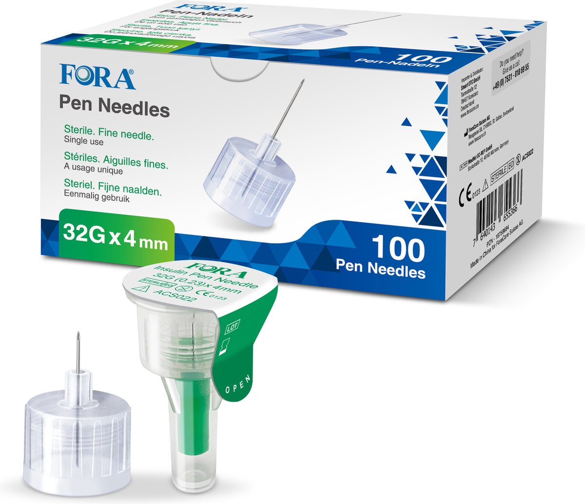 Goedkoopste FORA Pennaalden 32G 4mm - 100 Stuks