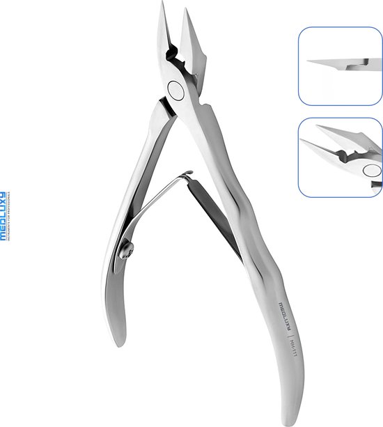 MEDLUXY® Pro - Pinces à ongles - Pinces angulaires - Nez Extra pointus et fins - 13 cm - 12 mm - ongles incarnés, coins d'ongles MH-111 [ coupe-ongles - coupe-ongles - style Staleks ]