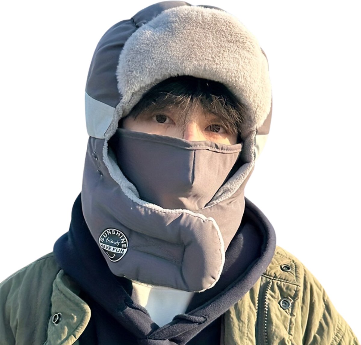 Bovista Wintermuts Heren Dames Volwassenen Muts Ski Mask Bivakmuts Balaclava Ski Masker Wintersport Full Face Mask Winter Masker Donkergrijs Wit