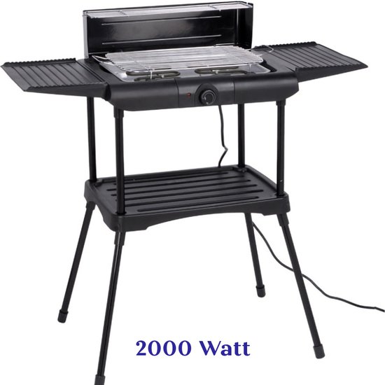 Elektrische barbecue – 2000W – staand – 36×24 cm – zijtafels