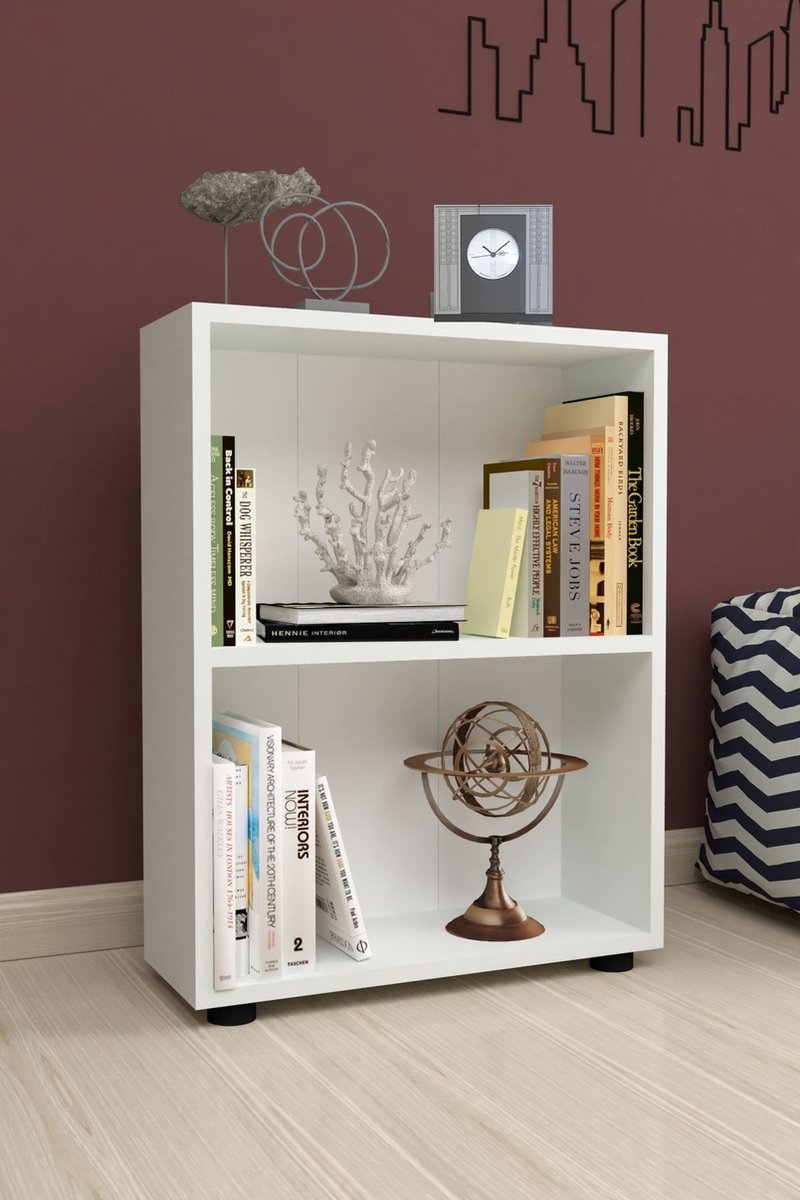 Open kast - Wandkast - Decoratieve Boekenkast - Boekenkast met 2 Planken - Wit