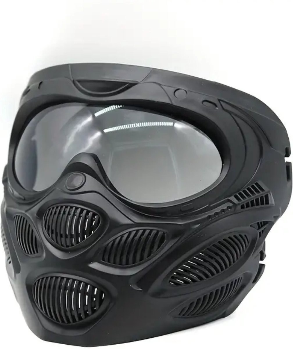 Bovista Airsoft Masker Paintball Mask Tactical Helmet Helm – Donker Visier Zwart