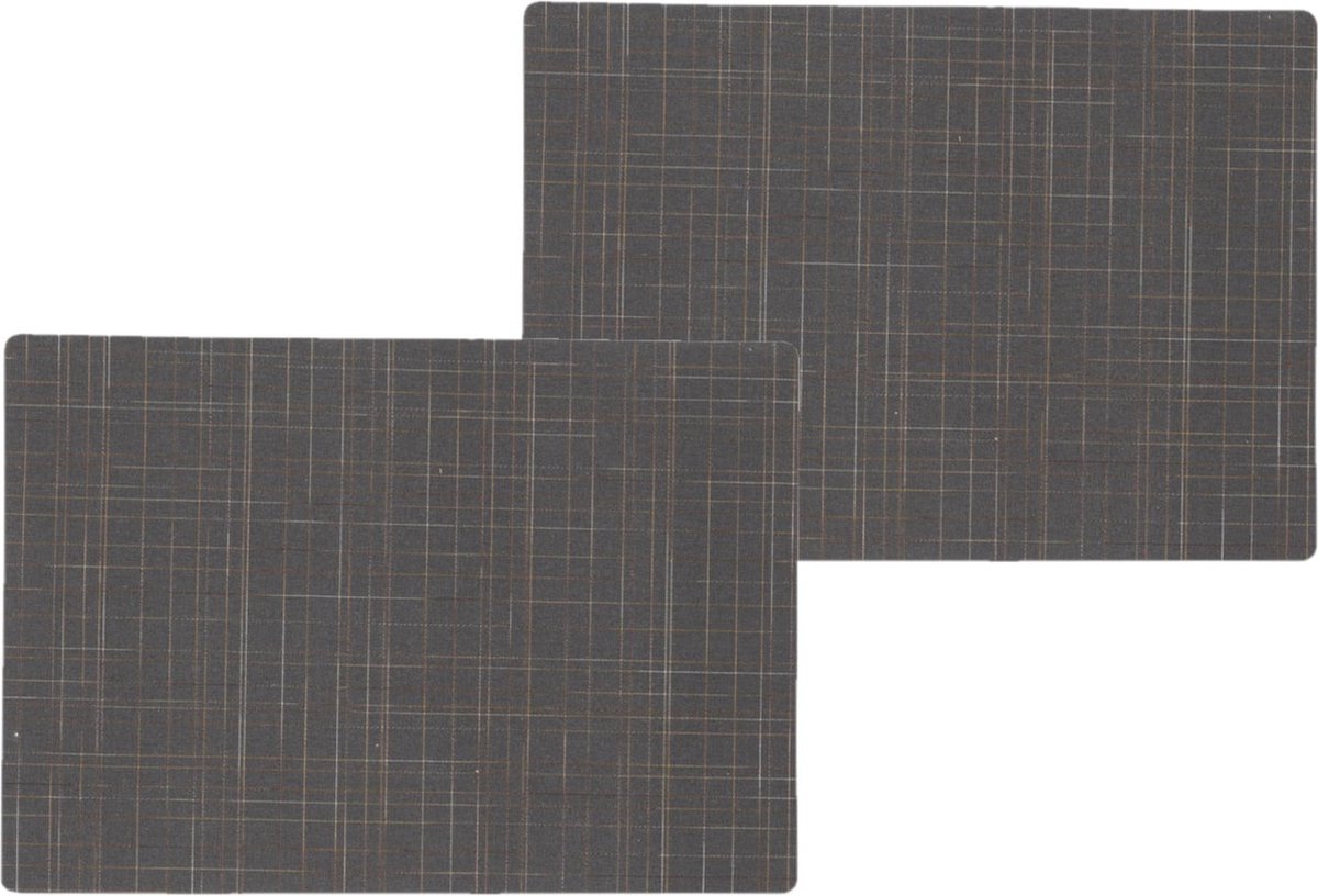 2x stuks stevige luxe Tafel placemats Liso grijs 30 x 43 cm - Met anti slip laag en Teflon coating toplaag