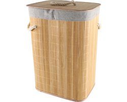 Wasmand bamboe - uitneembare waszak - touw handvaten 29x39x57 cm