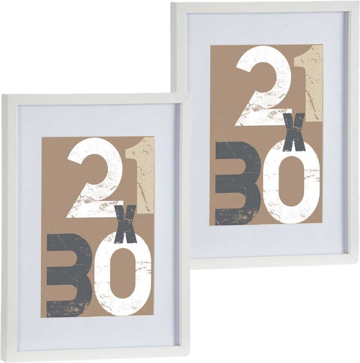 Arte r 2x stuks houten fotolijst - wit - 30 x 40 cm - fotolijstje - met passe-partout - decoratie