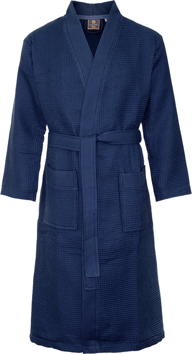 Badrock Sauna badjas wafel - biologisch katoen - marineblauw 3XL - blauwe unisex badjas - wafel badjas blauw - Oeko-Tex - kimono - wafel badjas dames - wafel badjas heren - marineblauw