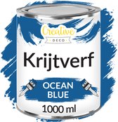Creative Deco 1000 ml Blauw Krijt-Verf | Mat en Wasbaar | Perfect voor Renovatie, Decoratie en Decoupage van Meubels | Egen en Gradient Effect Mogelijk