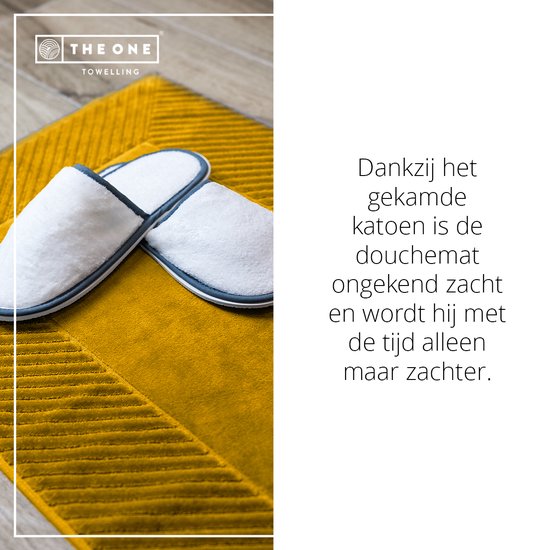 Tapis de Bain Ultra épais The One - 60 x 95 cm - Tapis de douche extra épais - 100% Coton doux - Velours - Jaune ocre