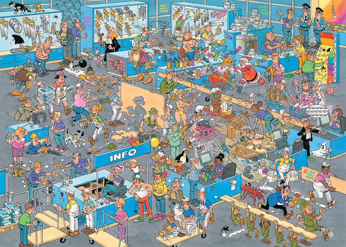 Jan van Haasteren - De Verbouwing & De Bouwmarkt - 2X1000 stukjes puzzel - Legpuzzel — afbeelding 4