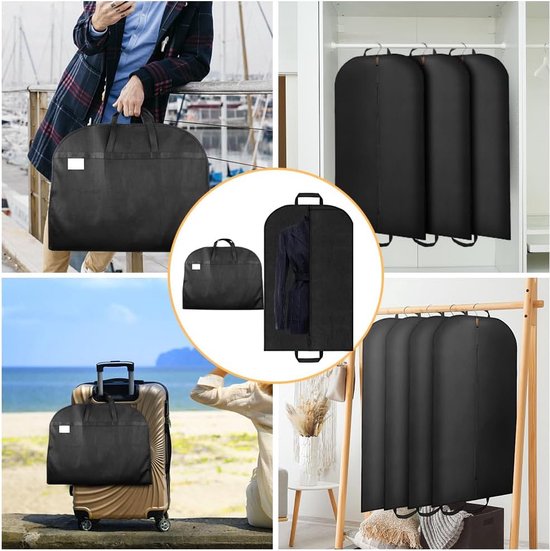 Sac à Vêtements Voyage - Housse Costume Respirante - 43-60 Pouces - Noir - Pour Chemises, Robes
