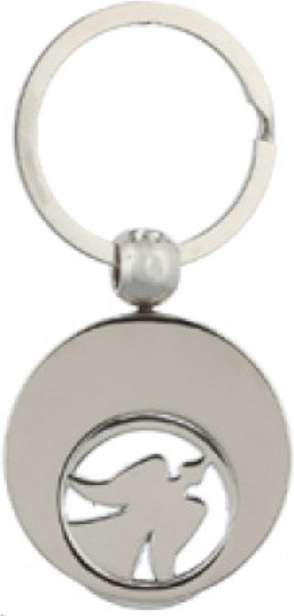 Sleutelhanger met Engel Winkelwagenmunt - Zilver