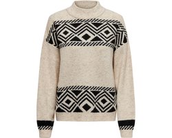 Only Trui Onlvictoria L/s Pullover Knt Noos 15321179 Pumice Stone/black Jacq Dames Maat - XS