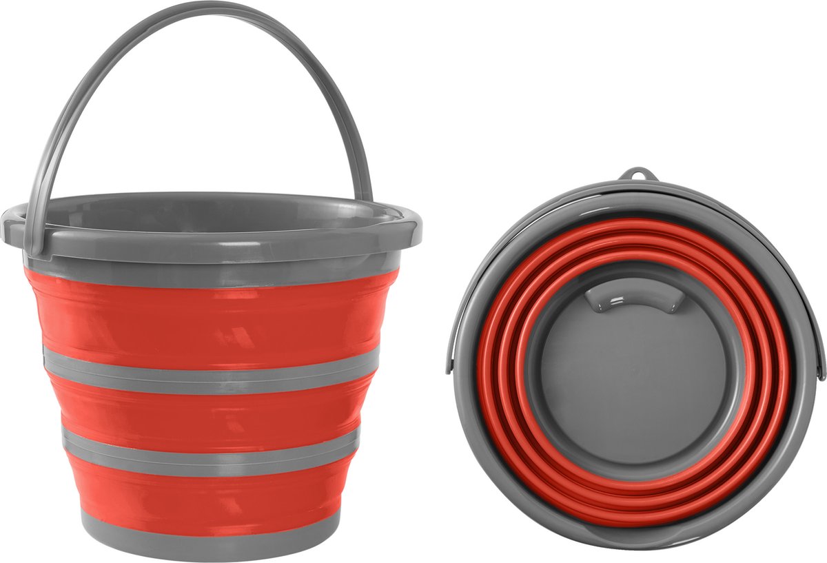 Goedkoopste BRAMBLE - Opvouwbare 10-liter emmer - Draagbare siliconen emmer voor schoonmaken, vissen, kamperen - Ruimtebesparend ontwerp voor thuis en buiten - Rood