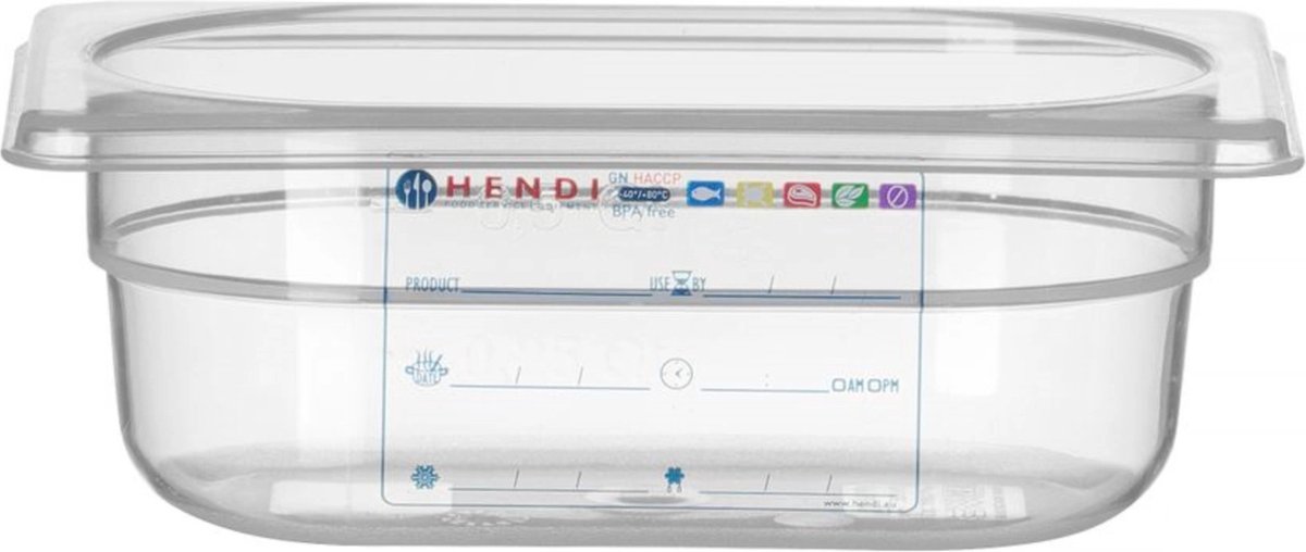 HENDI Gastronorm bak – luchtdicht – transparant – 0,6L – 176x108x65 mm