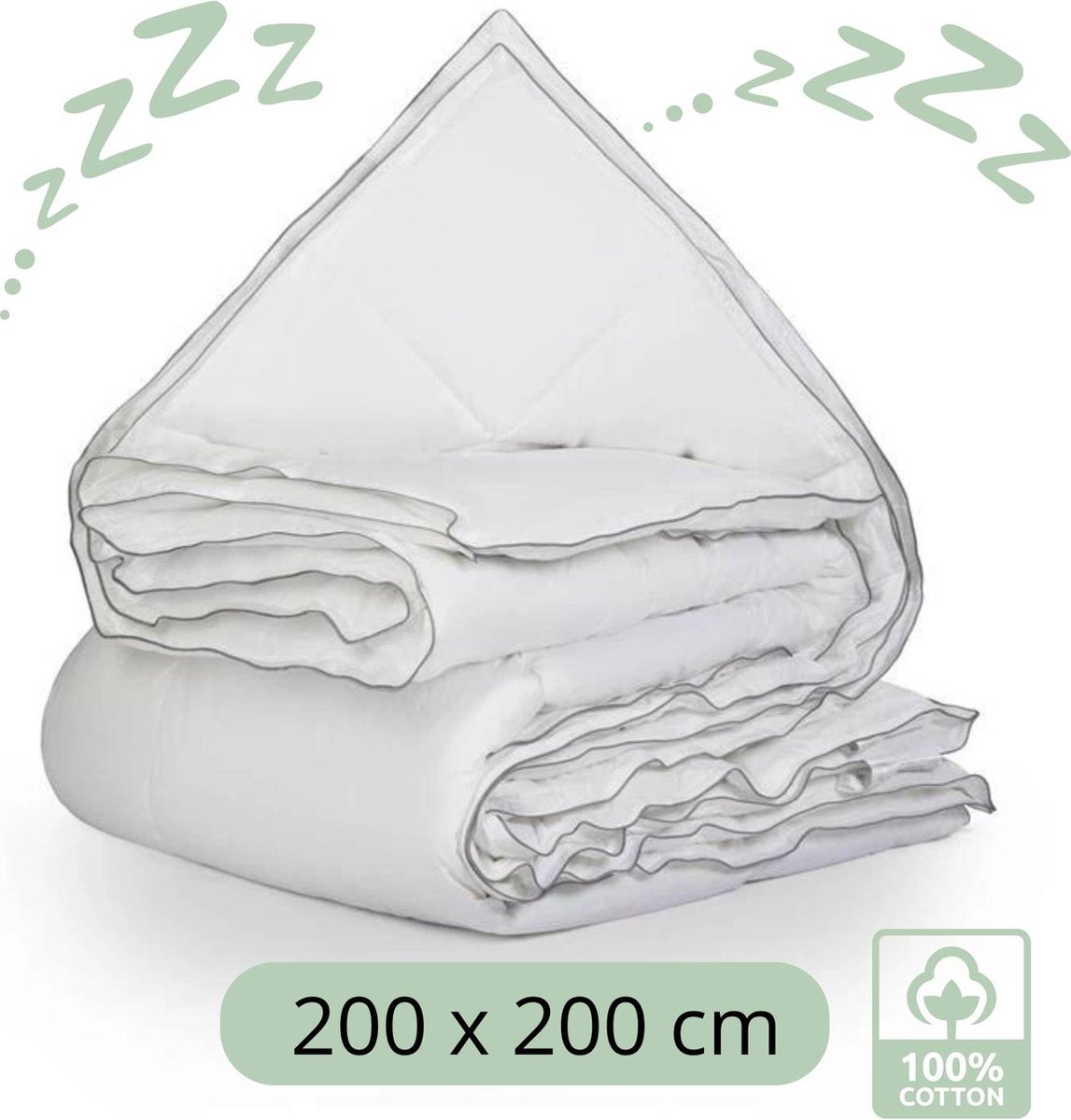 Droomtextiel 4 Seizoenen Dekbed - 100% Katoen - Hotelkwaliteit - Tweepersoons 200x200 cm - Comfort & Ademend - Antiallergisch - Hoogwaardige Kwaliteit - Heerlijk Zacht