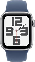 Bol.com Apple Watch SE 2024 GPS + Cellular 40mm Silver Aluminium Case with Denim Sport Band - M/L aanbieding