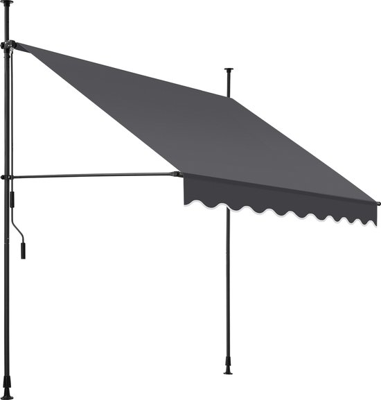 tectake - auvent à pince - Parasol - Auvent - Réglable - Parasol à pince - Parasol Balcon - 200 x 180 cm - noir-gris - parasol - 404959