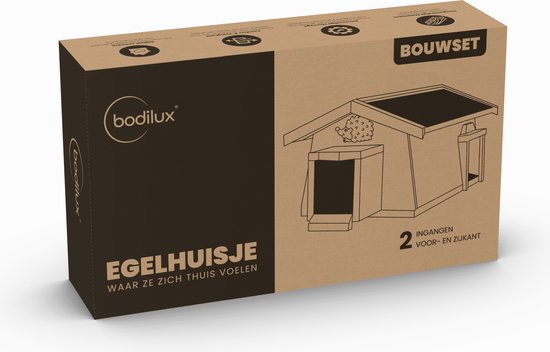 Foto: Bodilux egelhuis egelhuisje waterdicht egelhuisje waterdicht met bodem egelhuisje hout