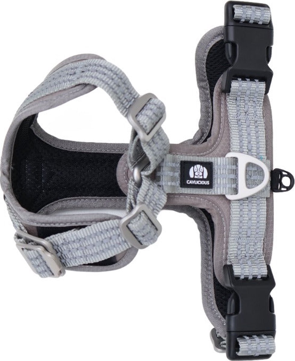 Cavlicious® hondentuig - harnas hond - Y-tuig - grijs reflecterend - anti trek - M