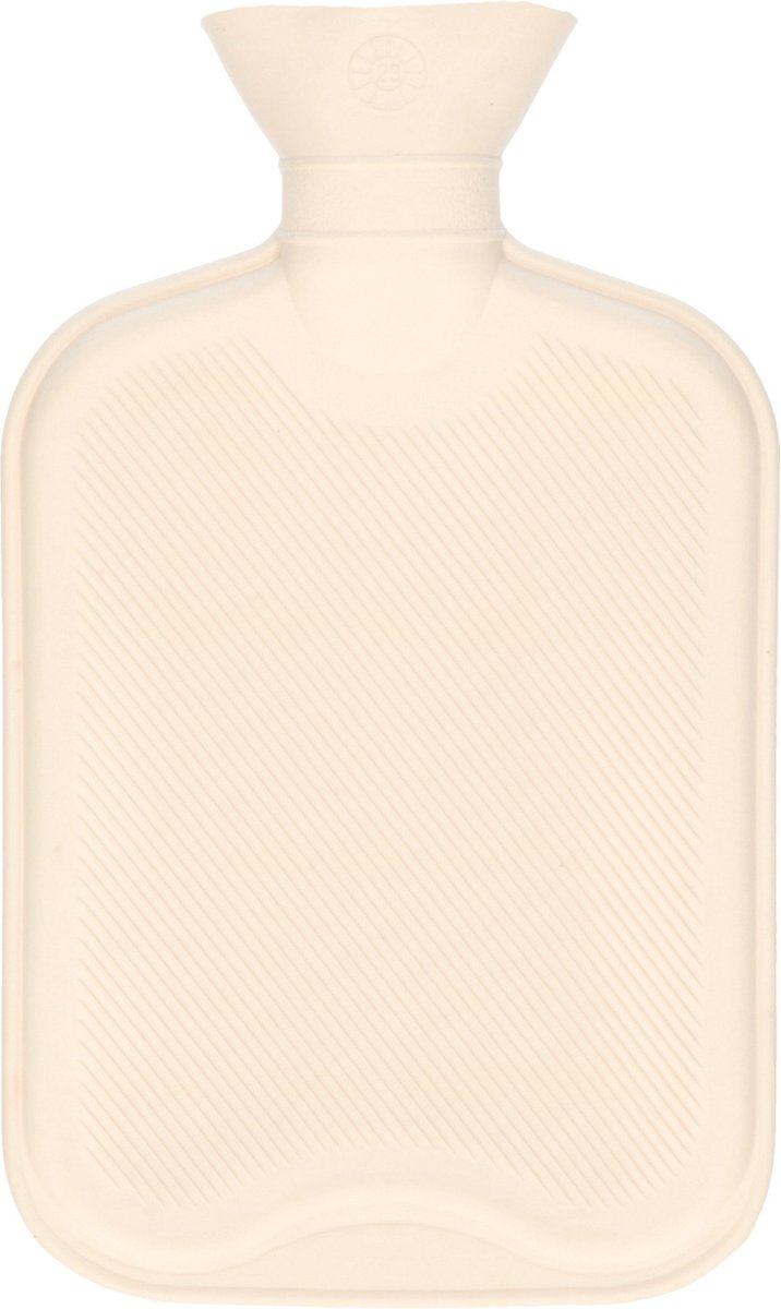 Goedkoopste DID Warmwaterkruik - met rubberen hoes - creme wit - 2L - kruiken voor warme voeten/lichaam