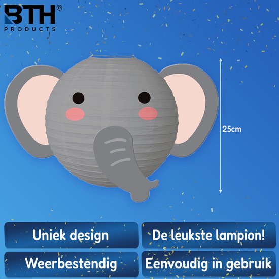 Sint Maarten Lampion Kind Treklampion Sint Maarten Dierenhoofdjes Jungle Feest Verjaardag Versiering Olifant - 1 Stuk — afbeelding 3