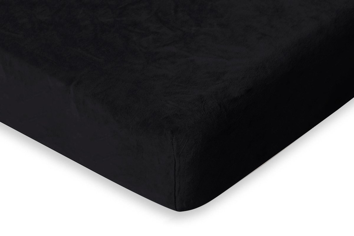 Eleganzzz Hoeslaken 200 gr/m2 Hoogwaardig Flanel Fleece 35cm Hoekhoogte - Black - 80/90x200 - Hoeslakens - Eenpersoons - Fluffy Hoeslaken
