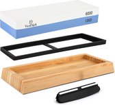 VanDijck® Dubbelzijdige Messenslijpset - Messenslijper - Slijpsteen voor Messen en Gereedschappen - Wetsteen Slijpsteen set 6000/1000 - Aanzetstaal - Messenslijpers