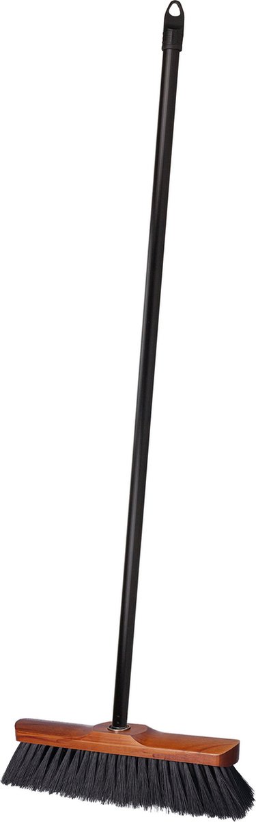 Goedkoopste Brumag bezem voor binnen - houten bezemkop bruin - breedte 28 cm - steel 130 cm - alle vloeren - zachte haren - kunststof steel