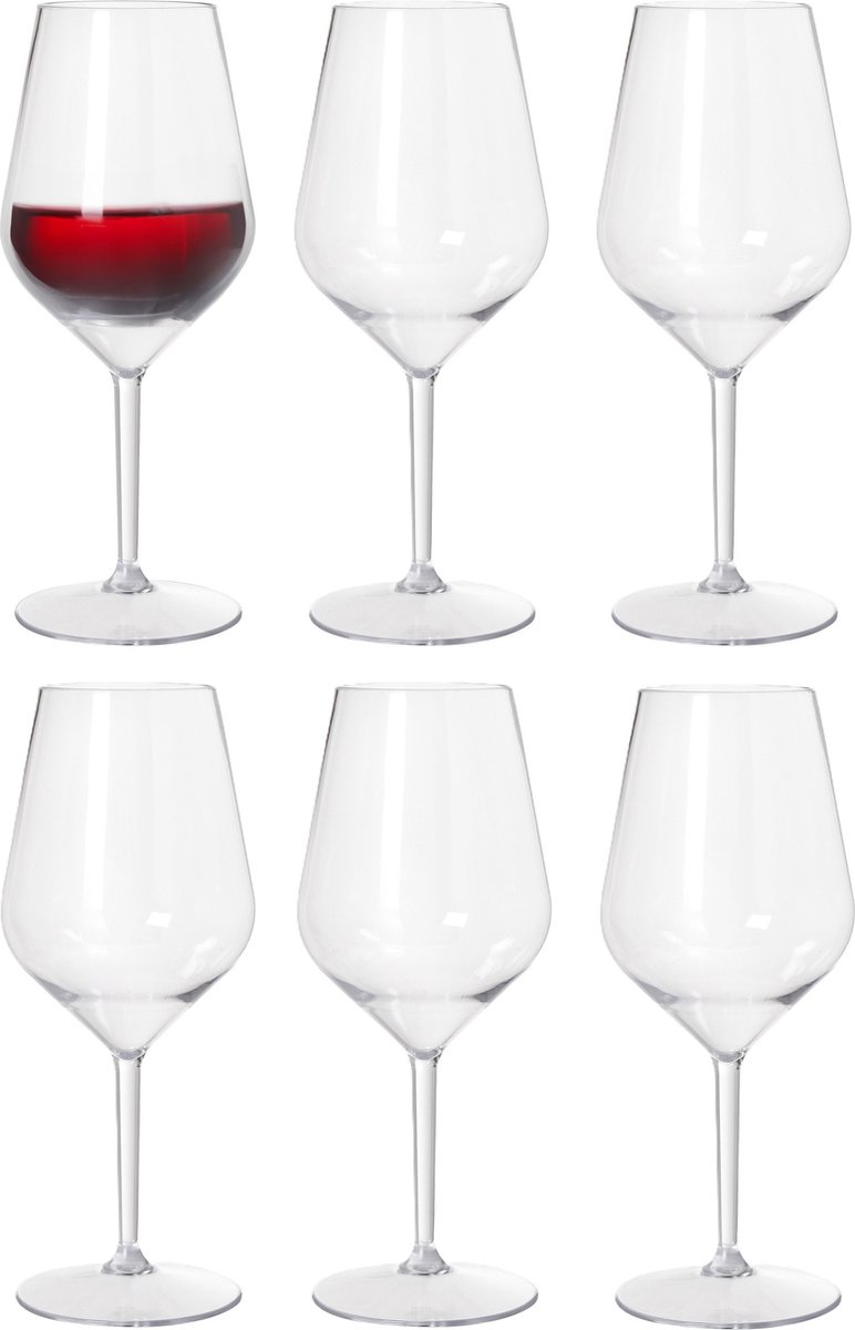Duni Wijnglas Elegance - 6x - chique - onbreekbaar kunststof - 400 ml - vaatwasser bestendig