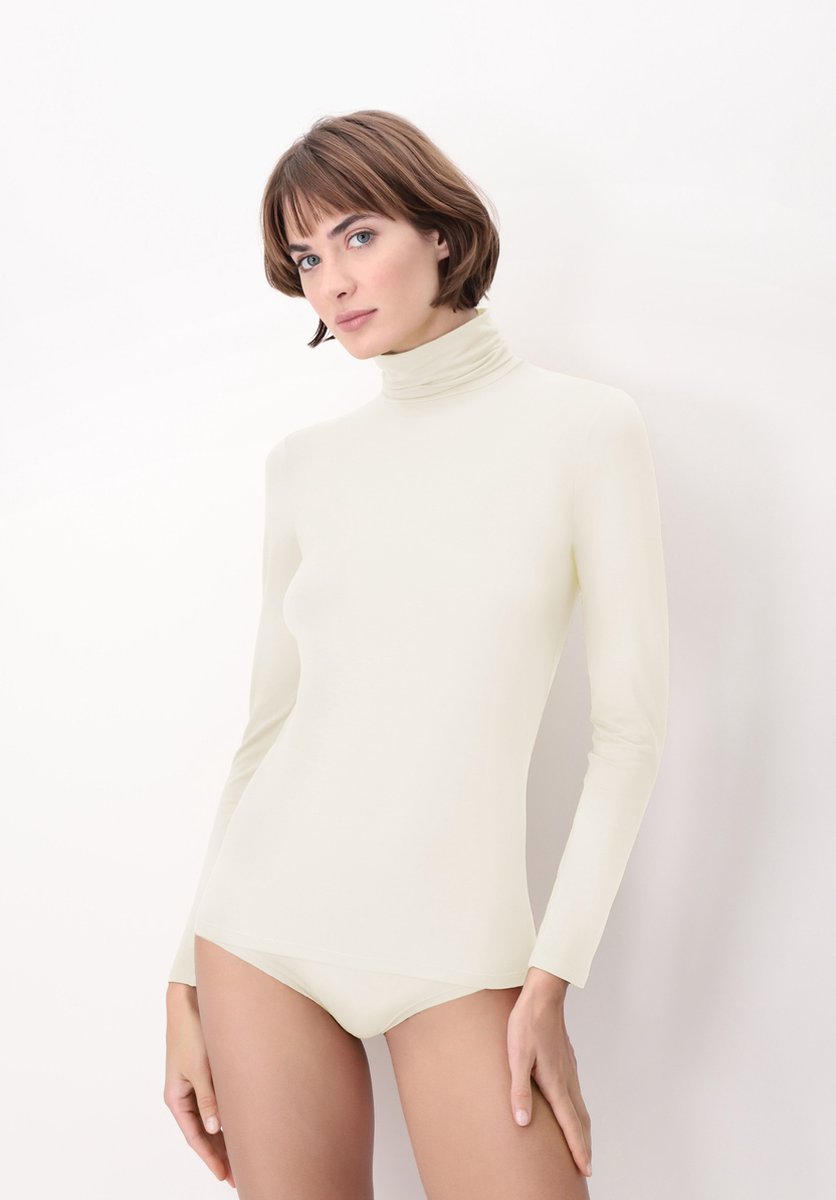 Oroblu Perfect Line Modal - Turtle Neck Long Sleeve - Kleur Wit - Maat M