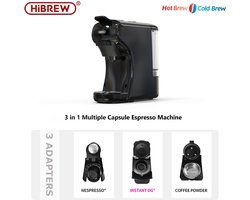 Koffiezet apparaat - 4 in 1 - 19 bar - meerdere capsules - espresso - warme melk - Zwart
