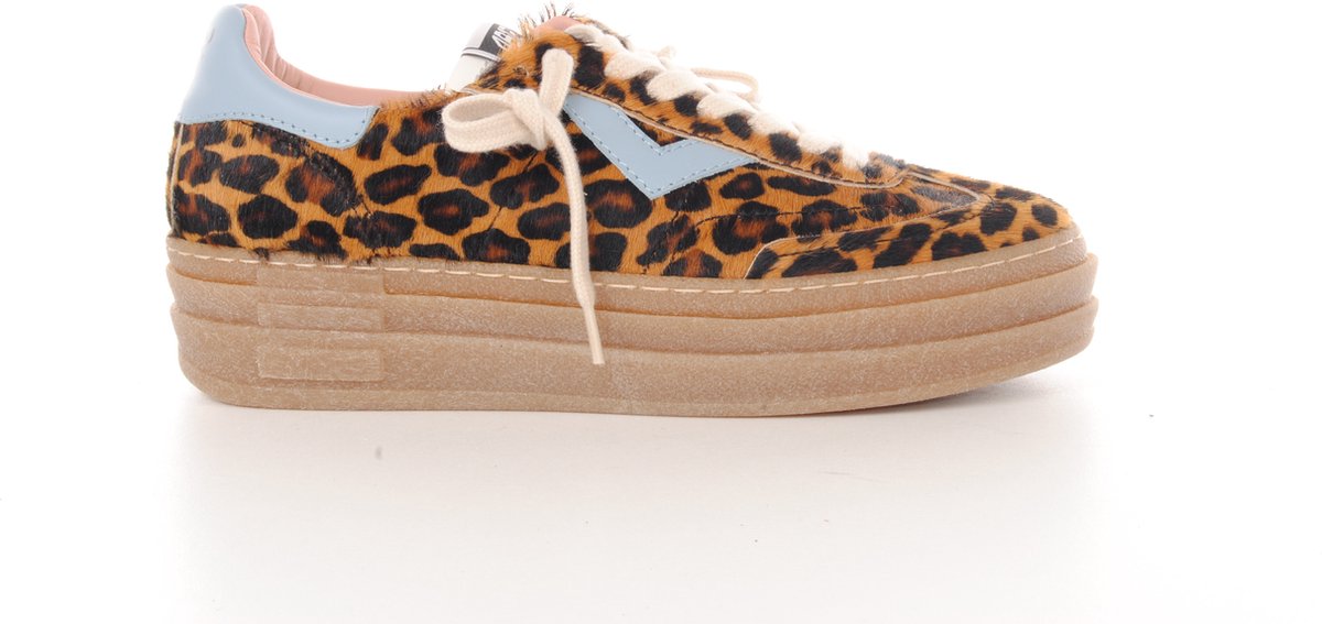 4B12 damessneakers spike leopard brun