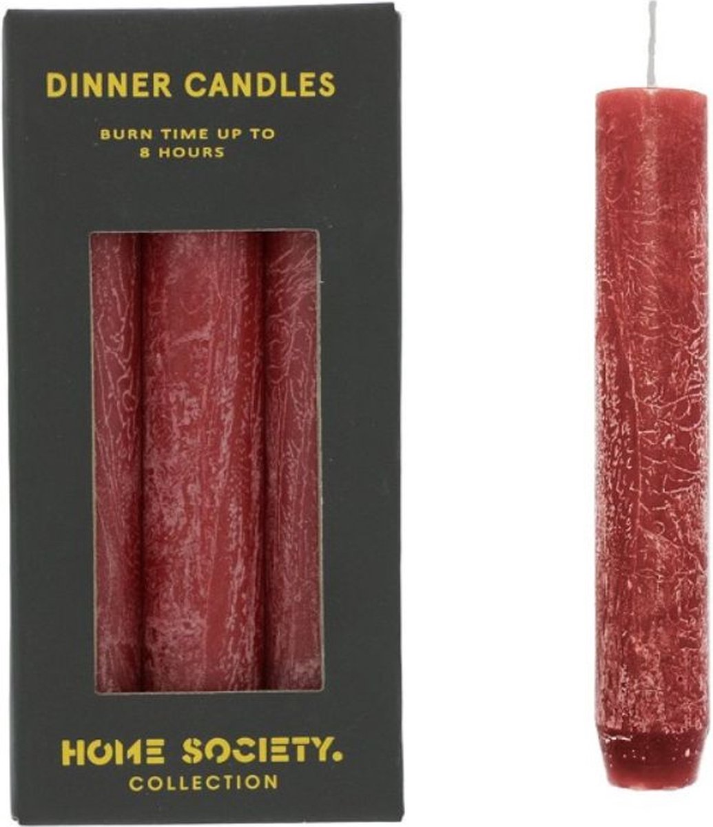Home Society Dinner Candles Rood 15 cm