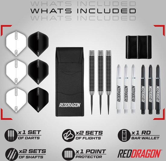 Pegasus Professionele Wolfraamsteeltip Dartset - 21 23 24 25 26 28 30 gram - Flights Shafts en Tas van Pegasus — afbeelding 2