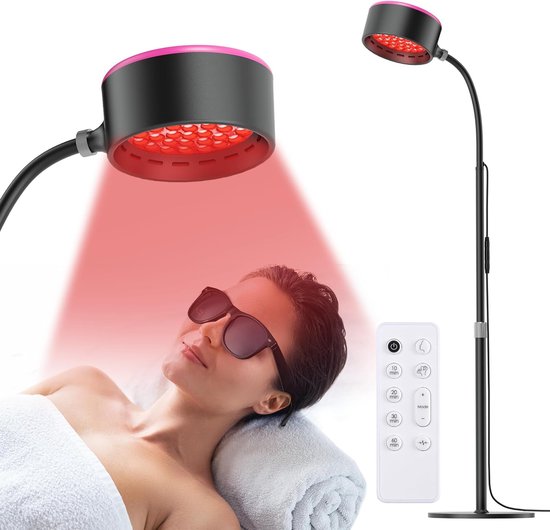 Foto: Zenura infraroodlamp hoogte verstelbaar spieren en gewrichten infraroodtherapie lichttherapie red light therapy fibromyalgie collageen lamp rood licht therapie