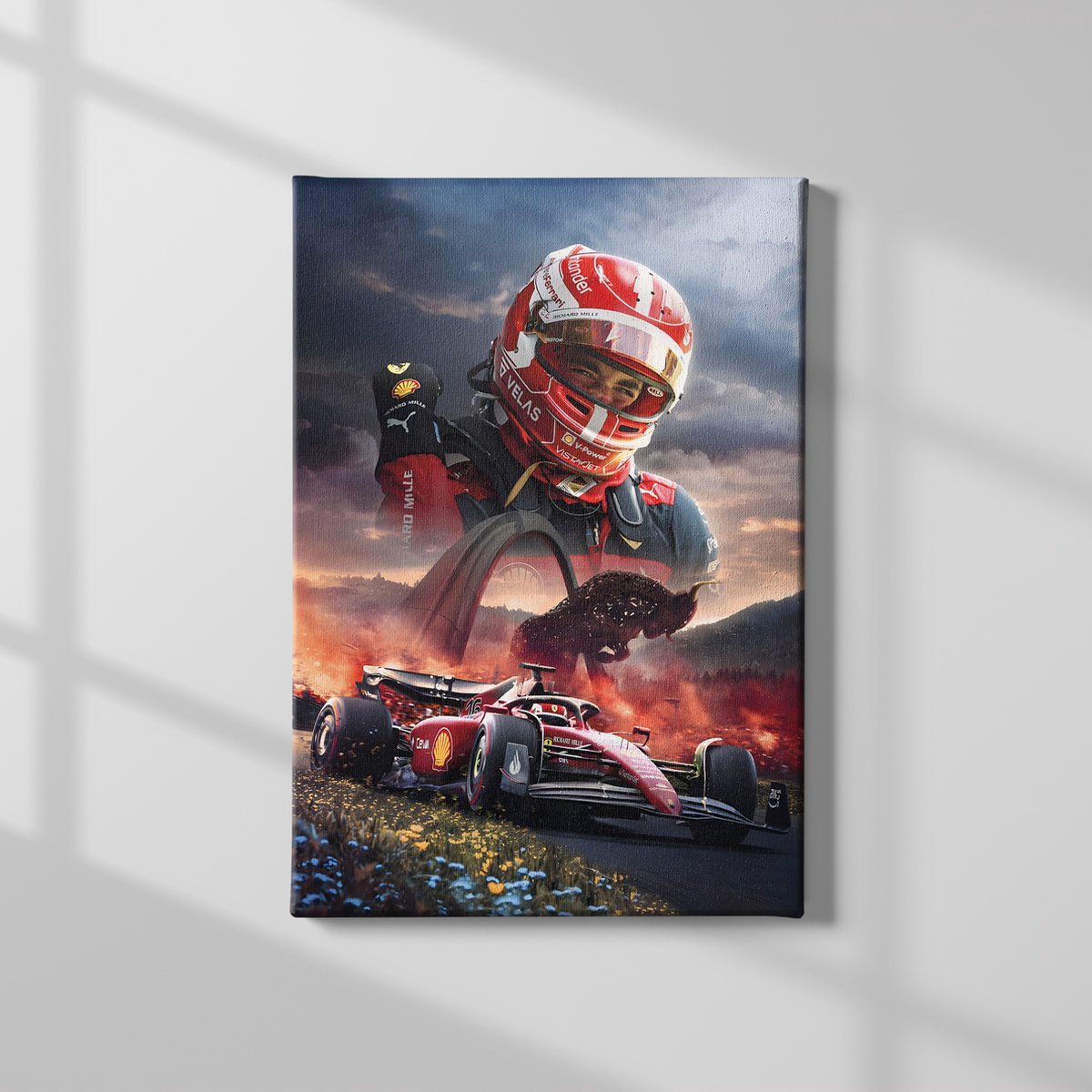 2024 Charles Leclerc Formule 1 Luxe Canvas Schilderij - Inclusief Ophangsysteem - Formaat 70x50
