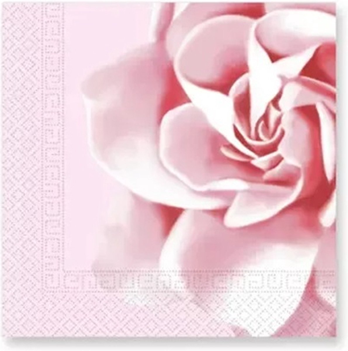 40 Roos (Bloem) Servetten - Pink Rose - Roze - Wit - 33 x 33 cm - 3-Laags - Decorata