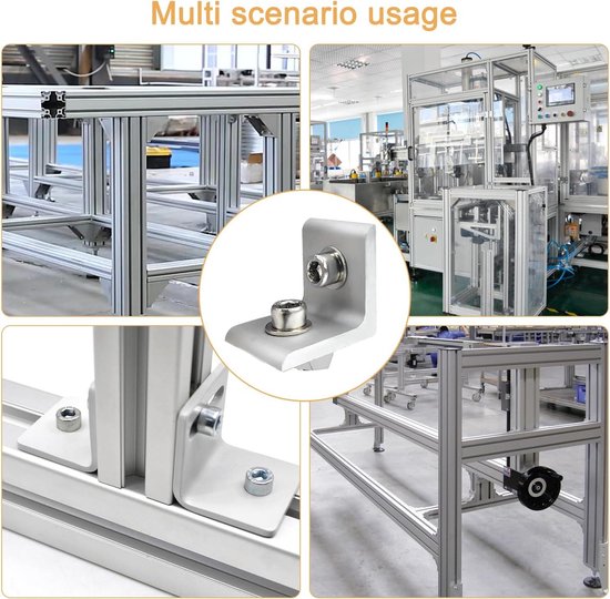EYPINS 10 stuks 3030 aluminium hoekmontagebeugels, 90 graden hoekconnector 3030 extrusieprofiel L-vormige hoekgezamenlijke beugels met 8 mm sleuven, bevestiging met M6 zeskantschroeven en T-moeren