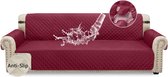 Bankhoes, Waterdichte bankovertrek, 2-zits, antislip, met elastische riemen, wasbare bankbescherming voor kinderen, huisdieren, honden, katten (2-zits, wijnrood)